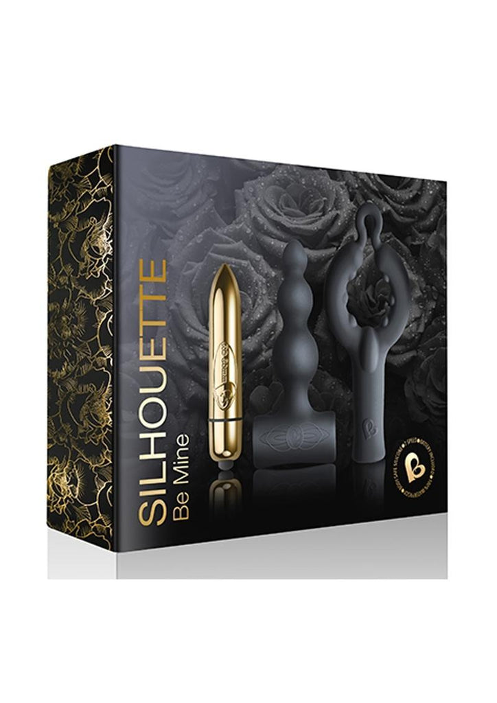 Silhouette Be Mine Set Bullet with Silicone Attachments Vibrator - Black/Gold