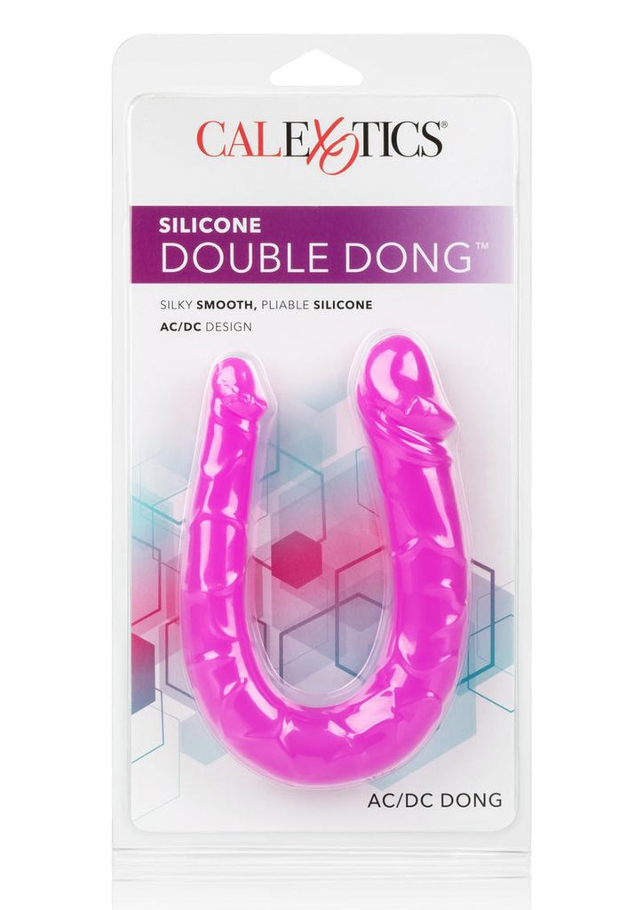 Silicone Double Dong AC/DC Dong Pink Dual Penetration Non Vibrating Silicone Double Dong - Pink
