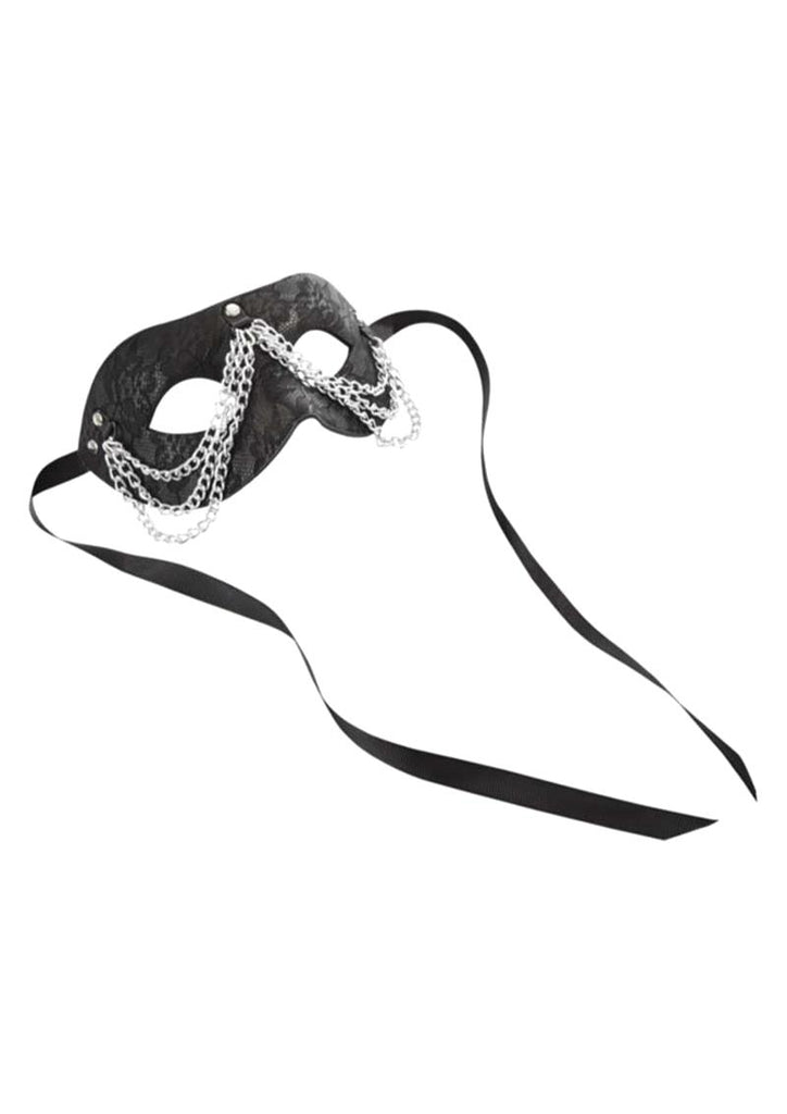 Sincerely Chained Lace Mask - Black/Metal