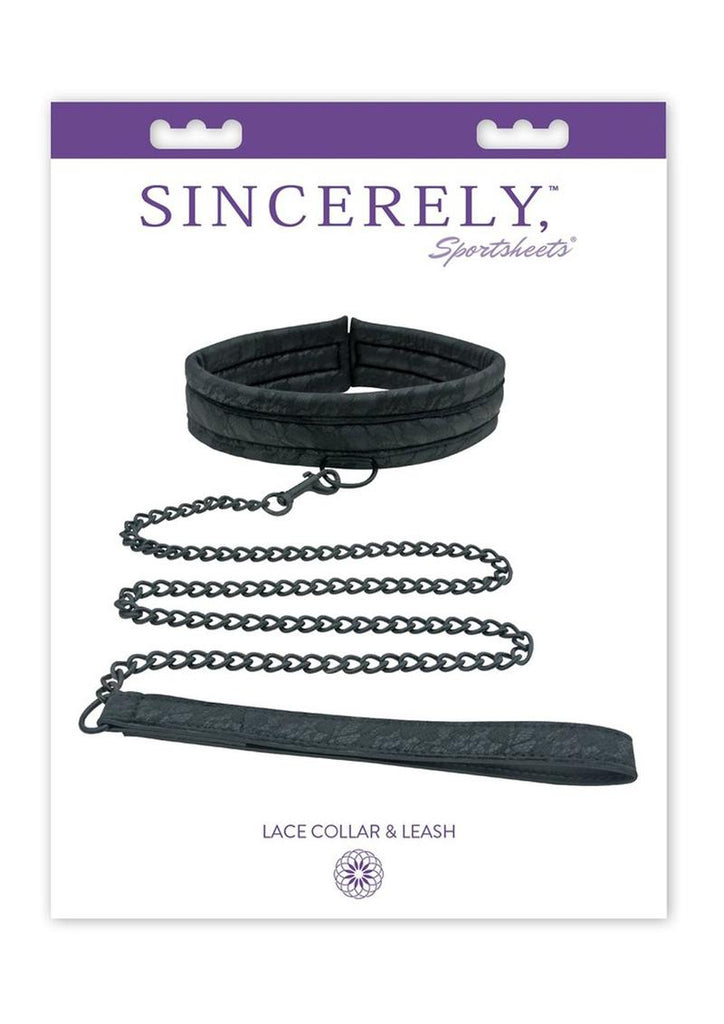 Sincerely Lace Adjustable Collar and Leash - Black - Set