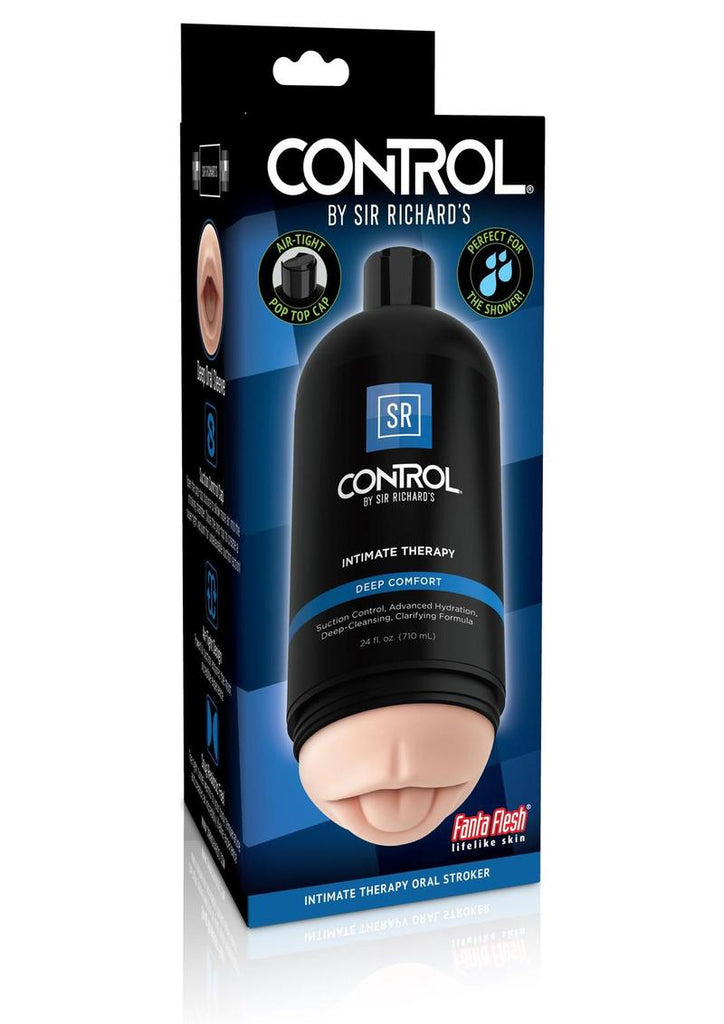 Sir Richard's Control Intimate Therapy-Deep Comfort Masturbator - Oral - Black/Vanilla