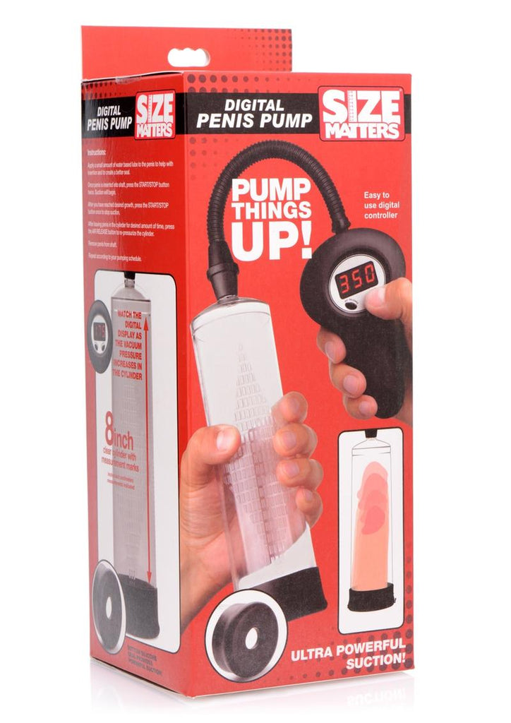 Size Matters Automatic Digital Penis Pump with Easy Grip - Black/Clear