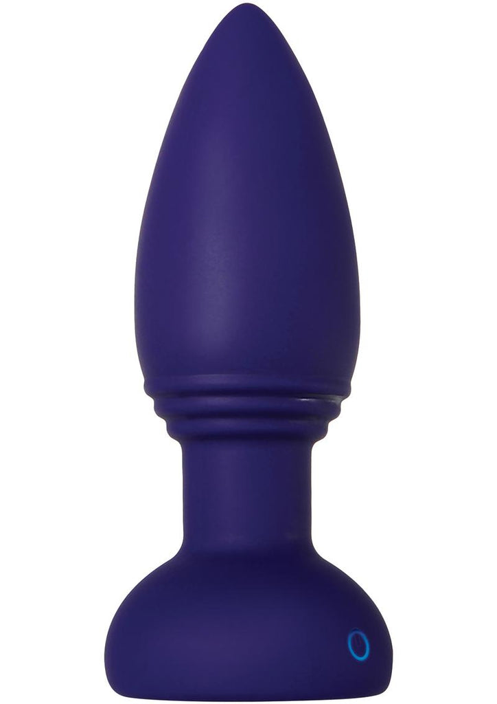 Smooshy Tooshy Rechargeable Silicone Anal Plug with Remote Control - Blue/Navy Blue