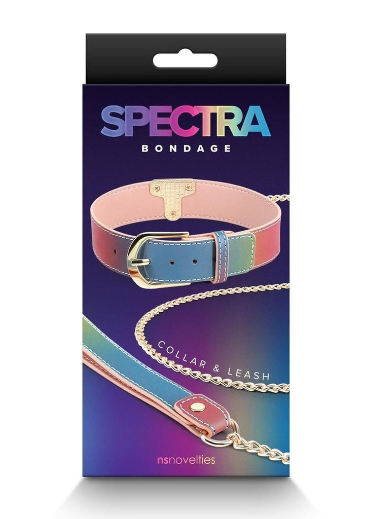 Spectra Bondage Collar and Leash - Multicolor/Rainbow