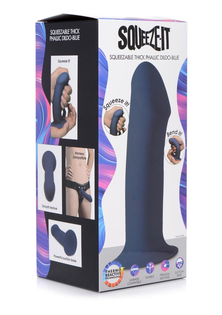 Squeeze-It Squeezable Thick Dildo - Blue - 6.9in