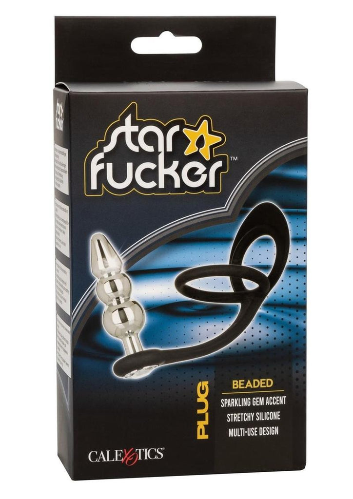 Star Fucker Beaded Plug Silicone Dual Enhancer - Black/Metal