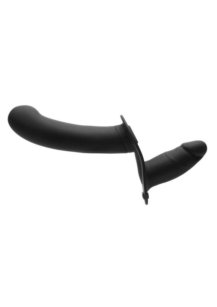 Strap U 28x Rechargeable Silicone 28x Double Dildo with Harness and Remote Control - Black