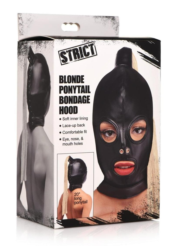 Strict Blonde Ponytail Bondage Hood - Black