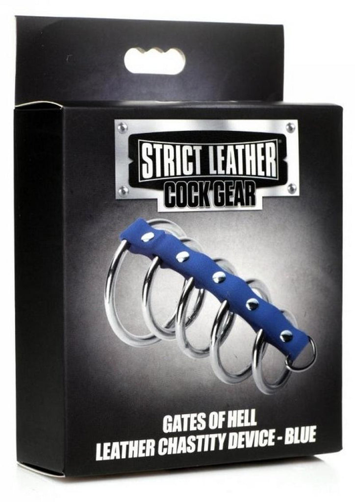 Strict Leather Cock Gear Leather and Steel Gates Of Hell - Blue/Metal