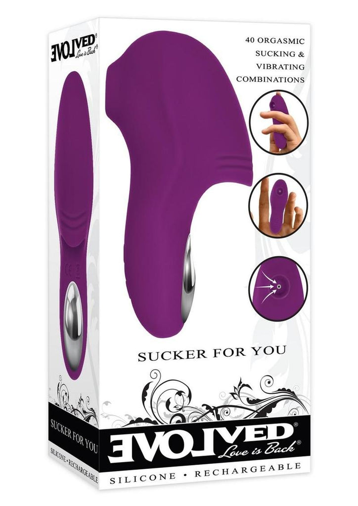 Sucker For You Silicone Rechargeable Clitoral Stimulator - Purple