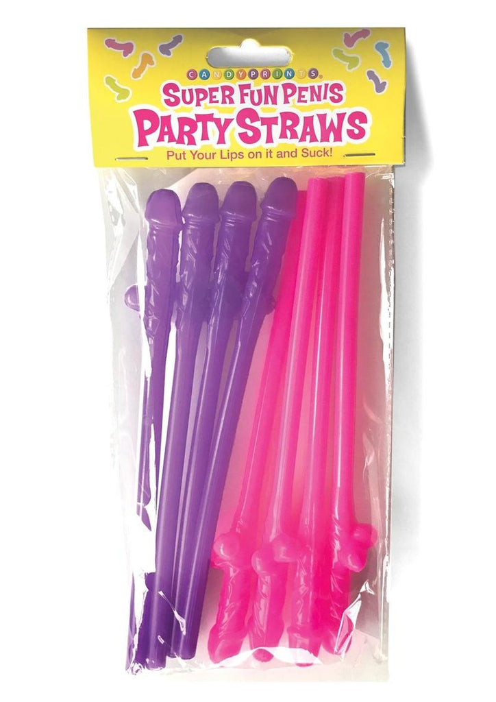 Super Fun Penis Party Straws - Pink/Purple - 8 Per Pack