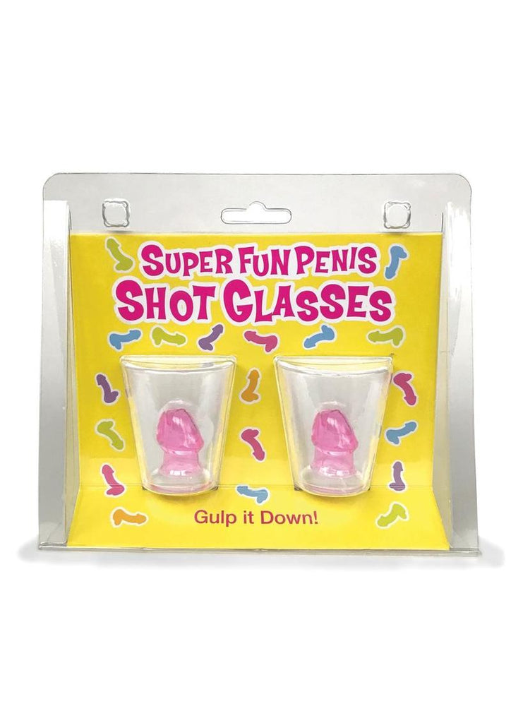 Super Fun Penis Shot Glasses - Clear/Pink - 2 Per Set
