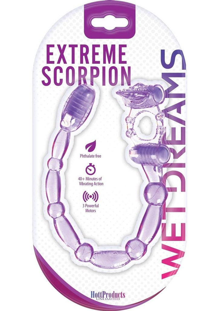Super Xtreme Vibrating Scorpion Silicone Cock Ring Waterproof - Purple