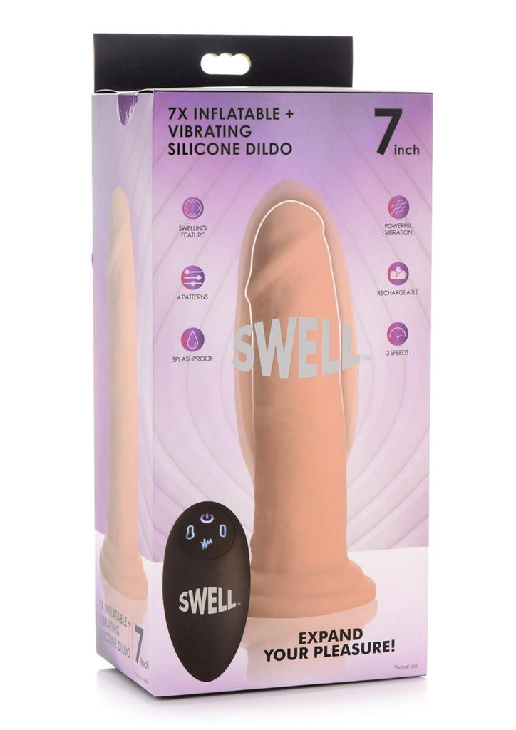 Swell 7x Inflatable and Vibrating Silicone Rechargeable Dildo with Remote Control - Vanilla - 7in