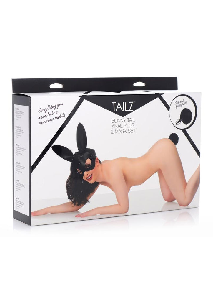 Tailz Bunny Tail Anal Plug and Mask - Black - Set