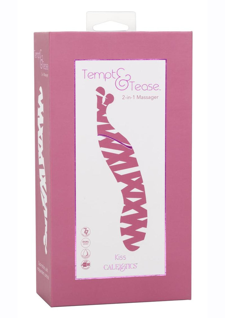 Tempt and Tease Kiss Rechargeable Silicone Vibrator with Clitoral Stimulator - Pink