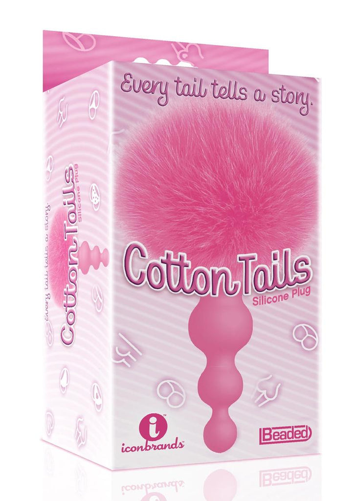 The 9's - Cottontails Silicone Beaded Bunny Tail Butt Plug - Pink