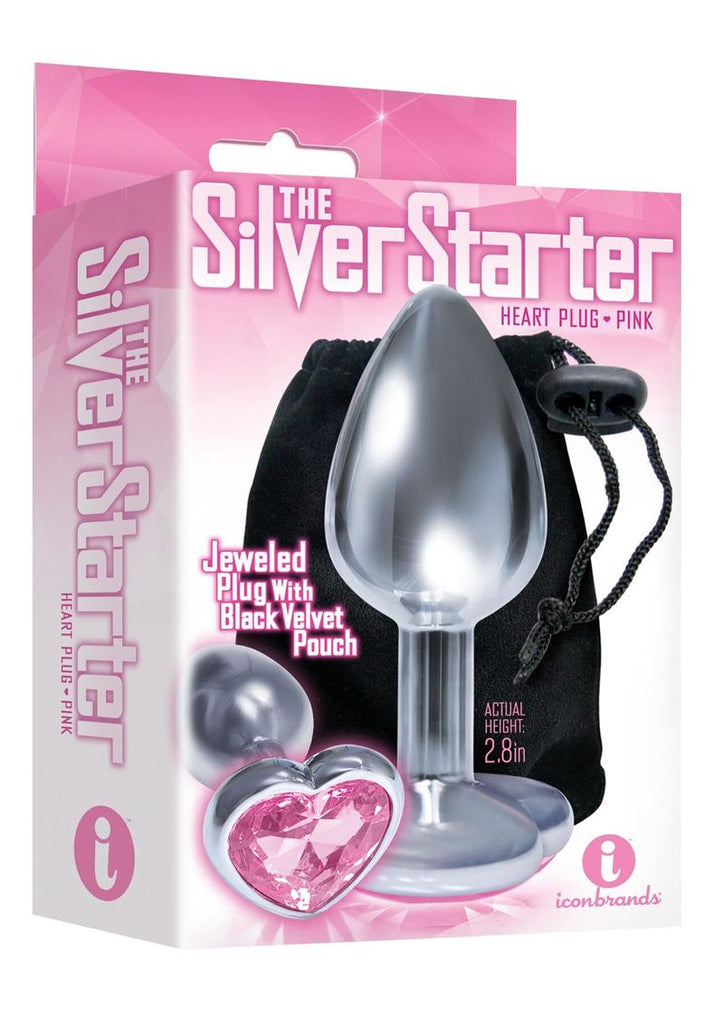 The 9's - The Silver Starter Bejeweled Heart Stainless Steel Plug - Pink