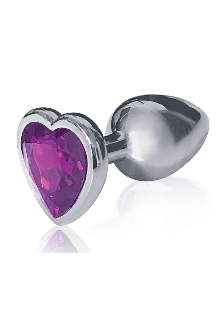 The 9's - The Silver Starter Bejeweled Heart Stainless Steel Plug - Purple/Violet