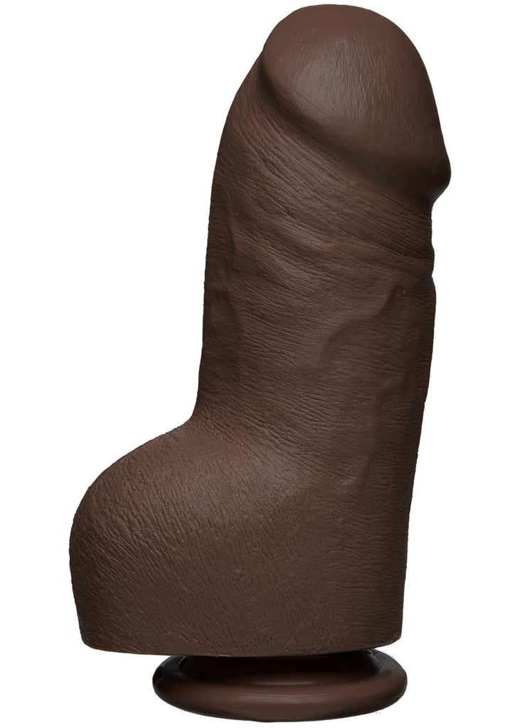 The D Fat D Firmskyn Dildo with Balls - Black/Chocolate - 8in