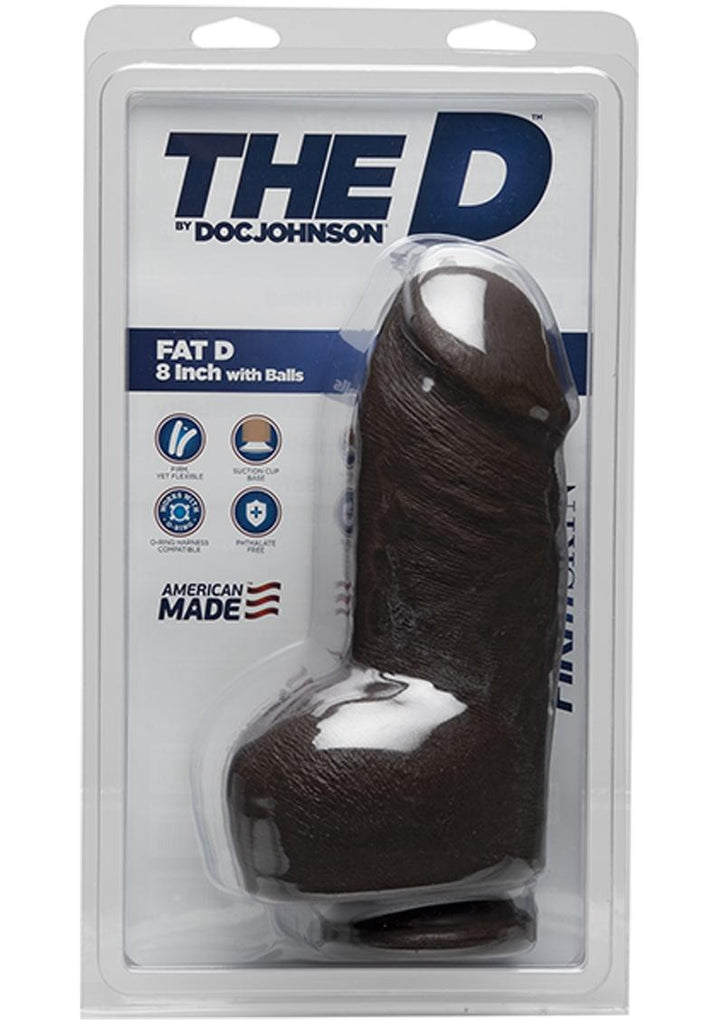 The D Fat D Firmskyn Dildo with Balls - Black/Chocolate - 8in