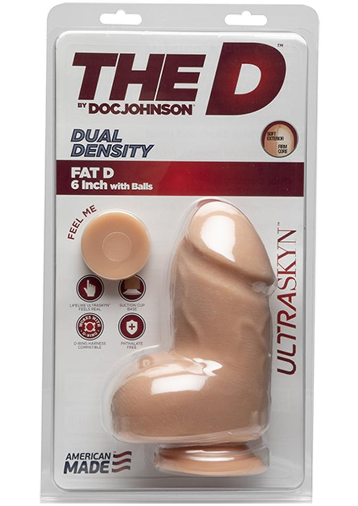 The D Fat D Ultraskyn Dildo with Balls - Flesh/Vanilla - 6in
