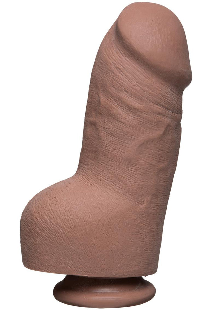 The D Fat D Ultraskyn Dildo with Balls - Brown/Caramel - 8in