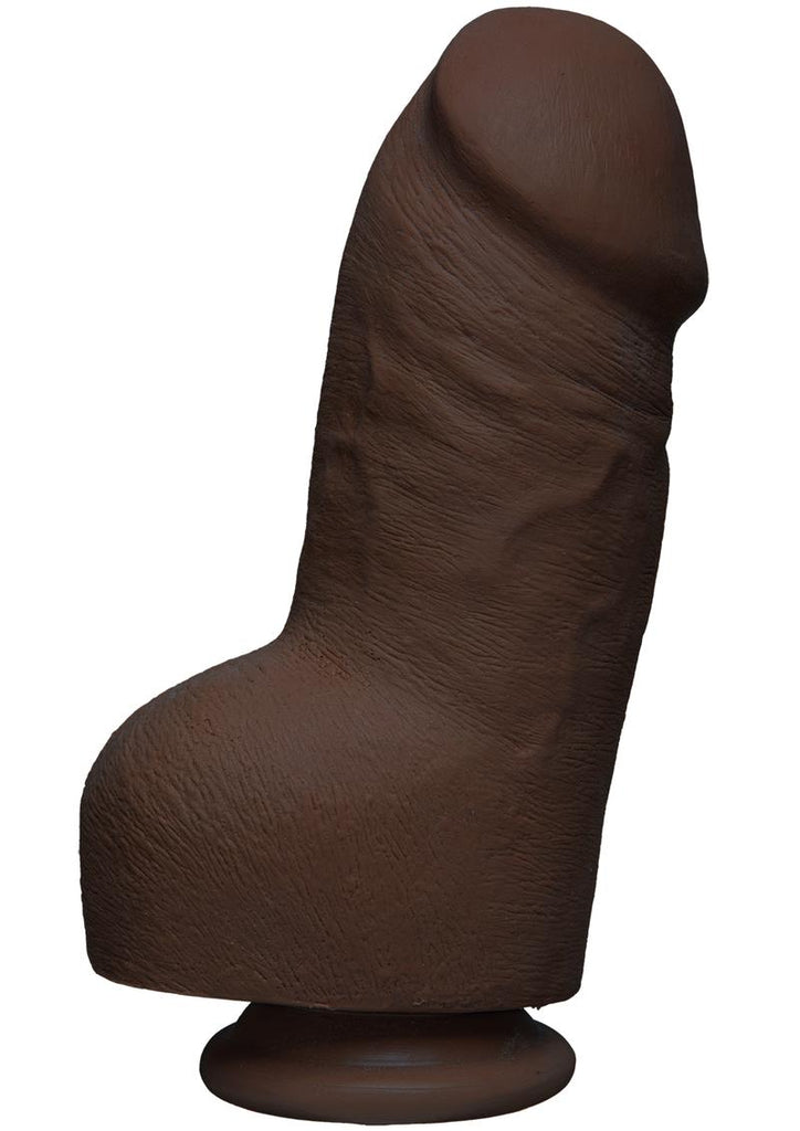 The D Fat D Ultraskyn Dildo with Balls - Brown/Chocolate - 8in