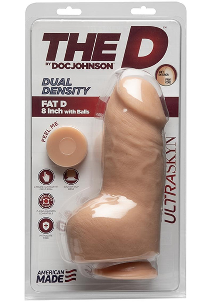 The D Fat D Ultraskyn Dildo with Balls - Flesh/Vanilla - 8in