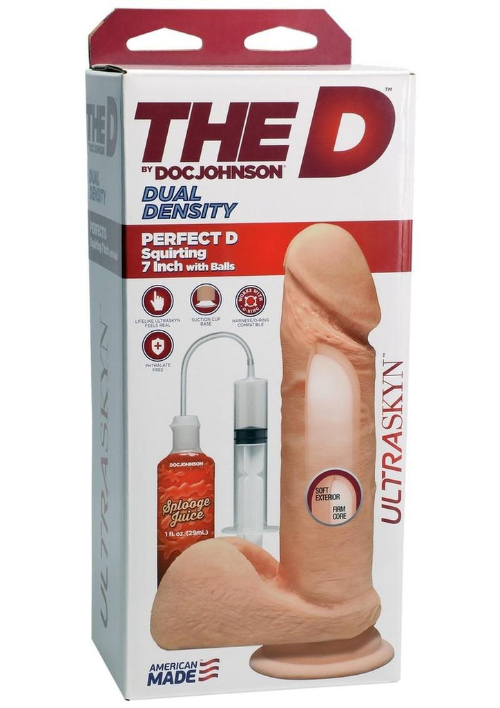 The D Perfect D Ultraskyn Squirting Dildo - Vanilla - 7in