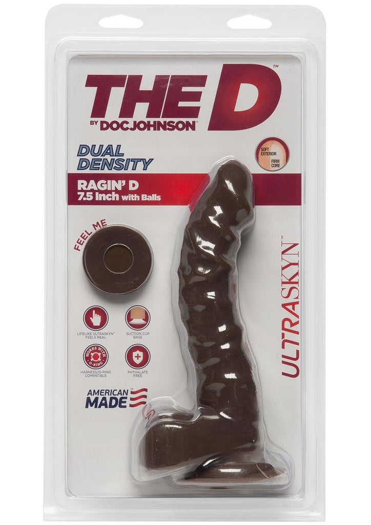 The D Ragin D Ultraskyn Dildo with Balls - Black/Chocolate - 7.5in