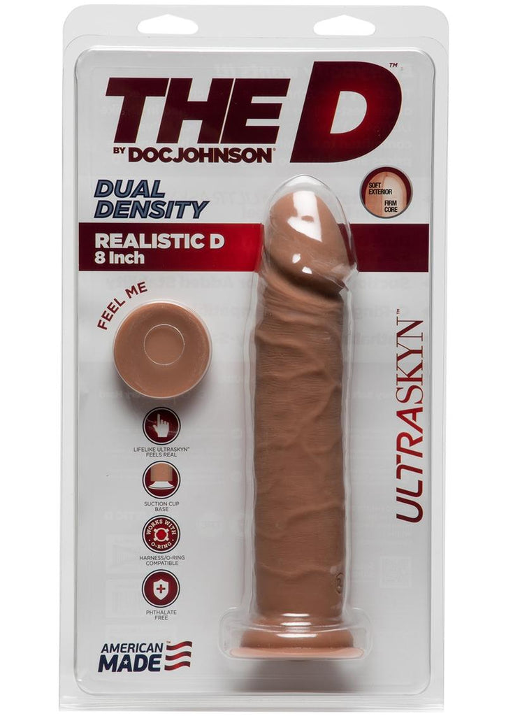 The D Realistic D Ultraskyn Dildo - Brown/Caramel - 8in