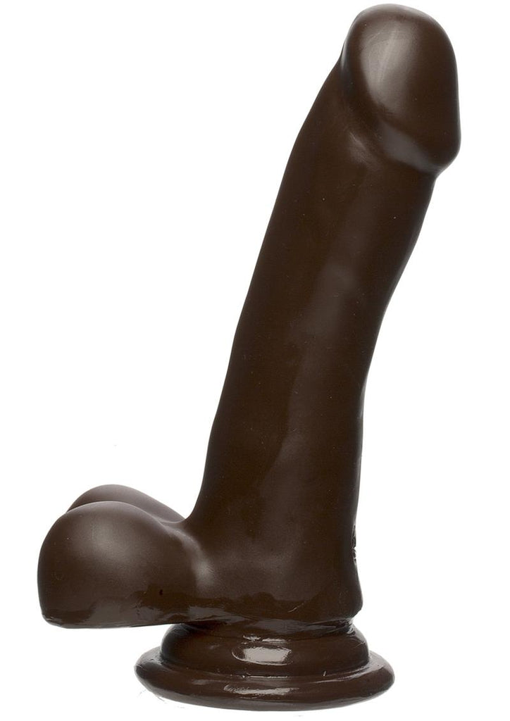 The D Slim D Firmskyn Dildo with Balls - Black/Chocolate - 6in