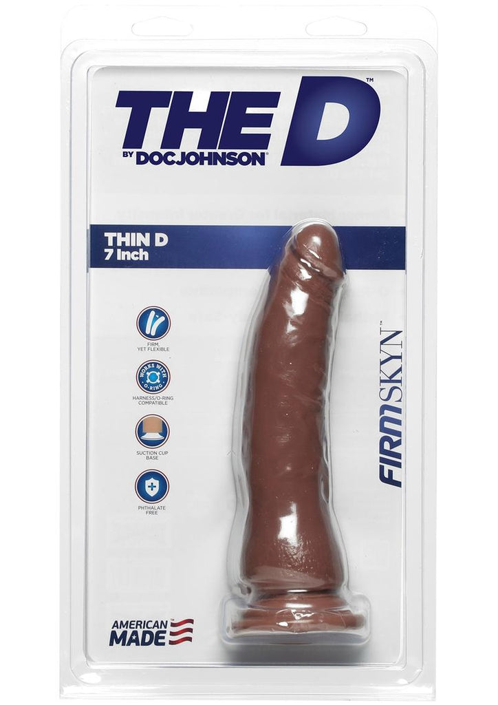 The D Thin D Firmskyn Dildo - Brown/Caramel - 7in