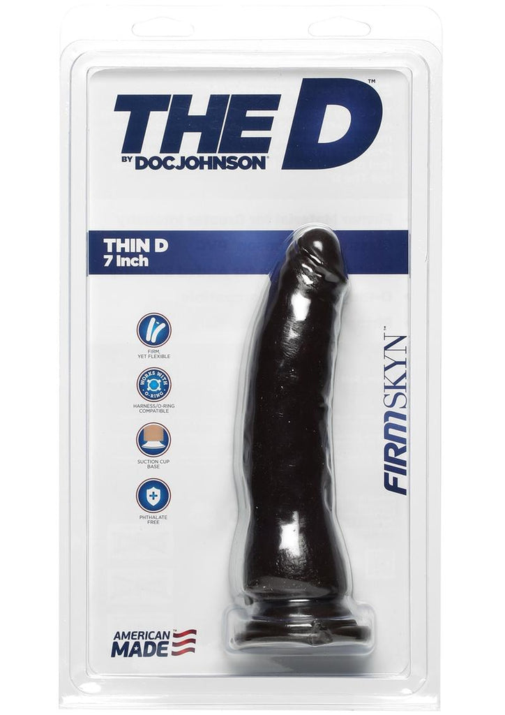 The D Thin D Firmskyn Dildo - Black/Chocolate - 7in