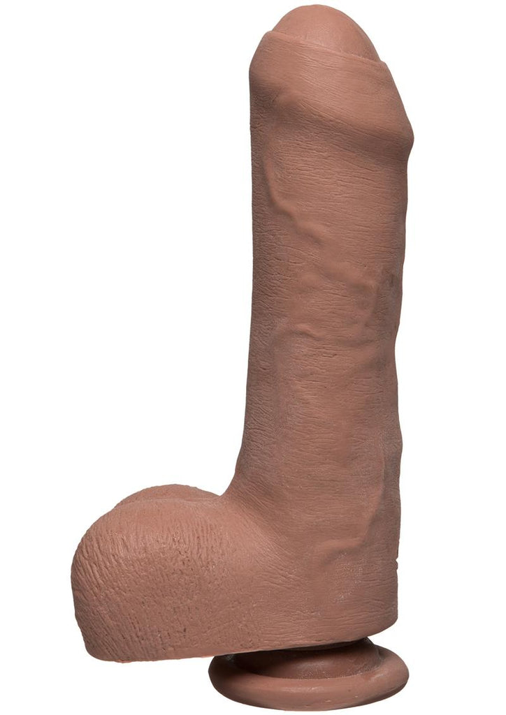 The D Uncut D Ultraskyn Dildo with Balls - Brown/Caramel - 7in