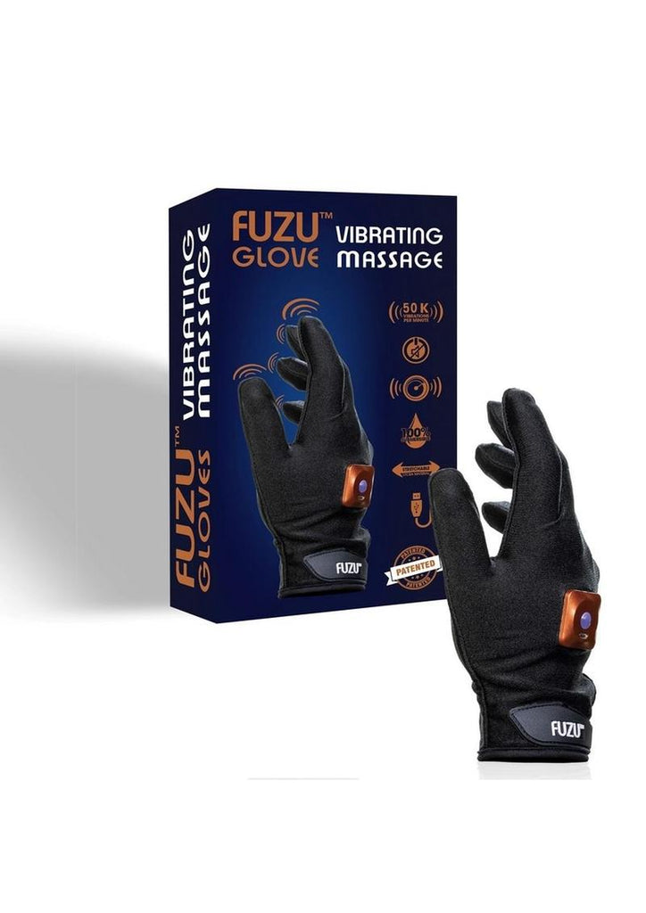 The Fuzu Vibrating Rechargeable Single Massage Glove - Black