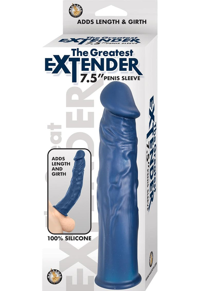 The Greatest Extender Silicone Penis Sleeve - Blue - 7.5in