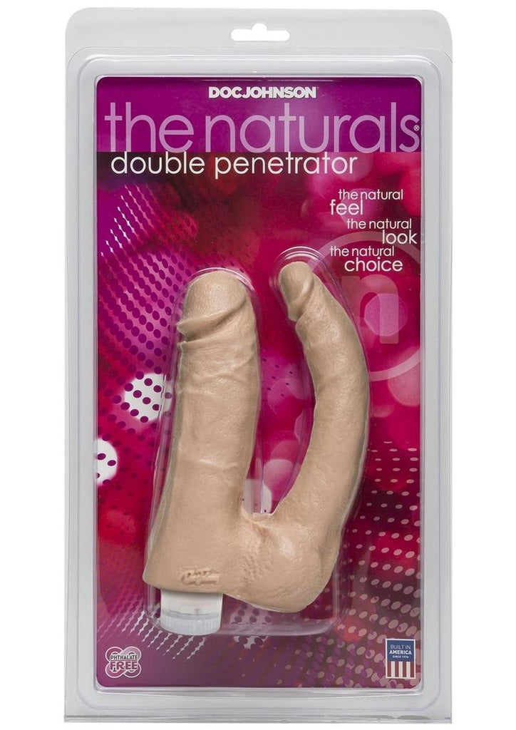 The Naturals Vibrating Double Penetrator Dildo - Flesh/Vanilla
