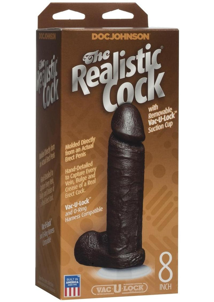 The Realistic Cock Dildo - Black/Chocolate - 8in