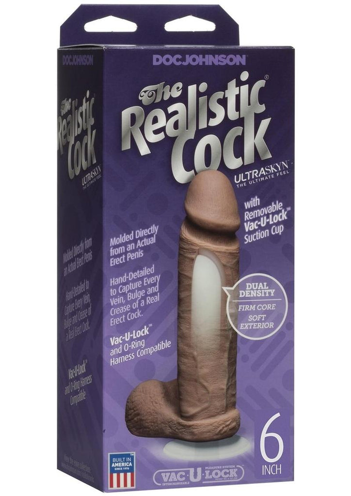 The Realistic Cock Ultraskyn Dildo - Brown/Caramel - 6in
