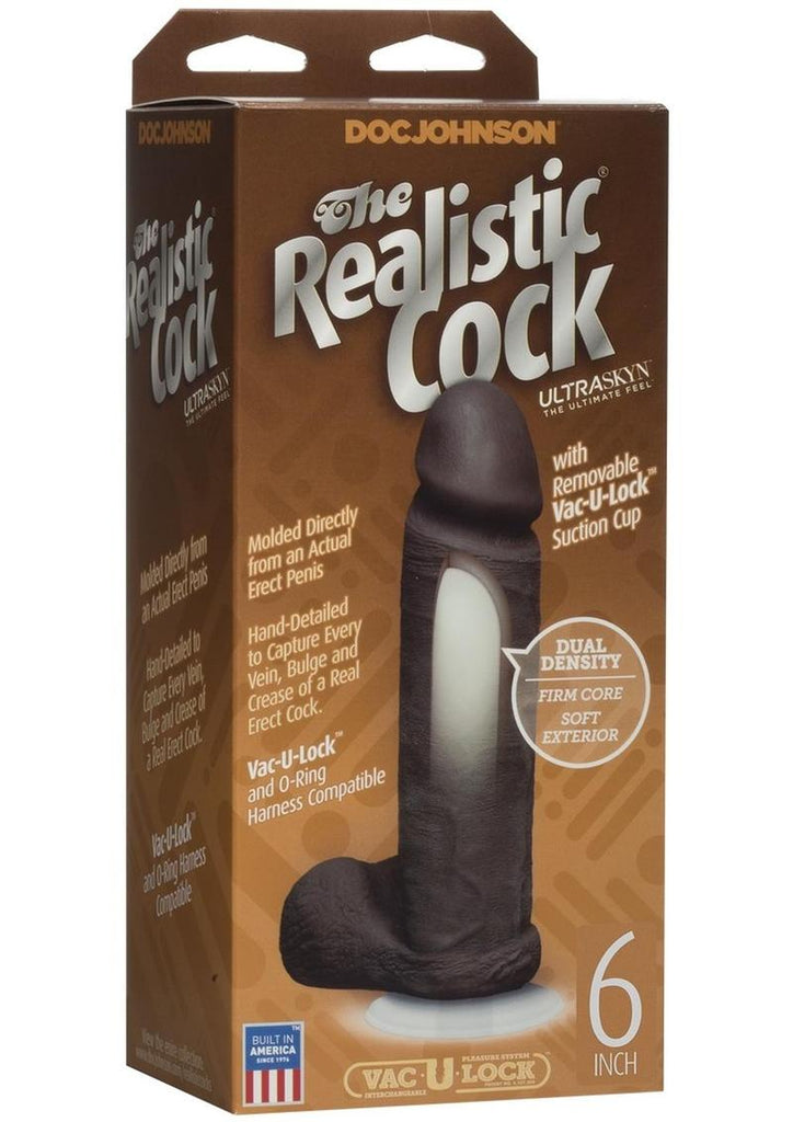 The Realistic Cock Ultraskyn Dildo - Black/Chocolate - 6in
