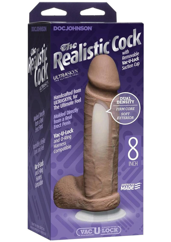 The Realistic Cock Ultraskyn Dildo - Brown/Caramel - 8in