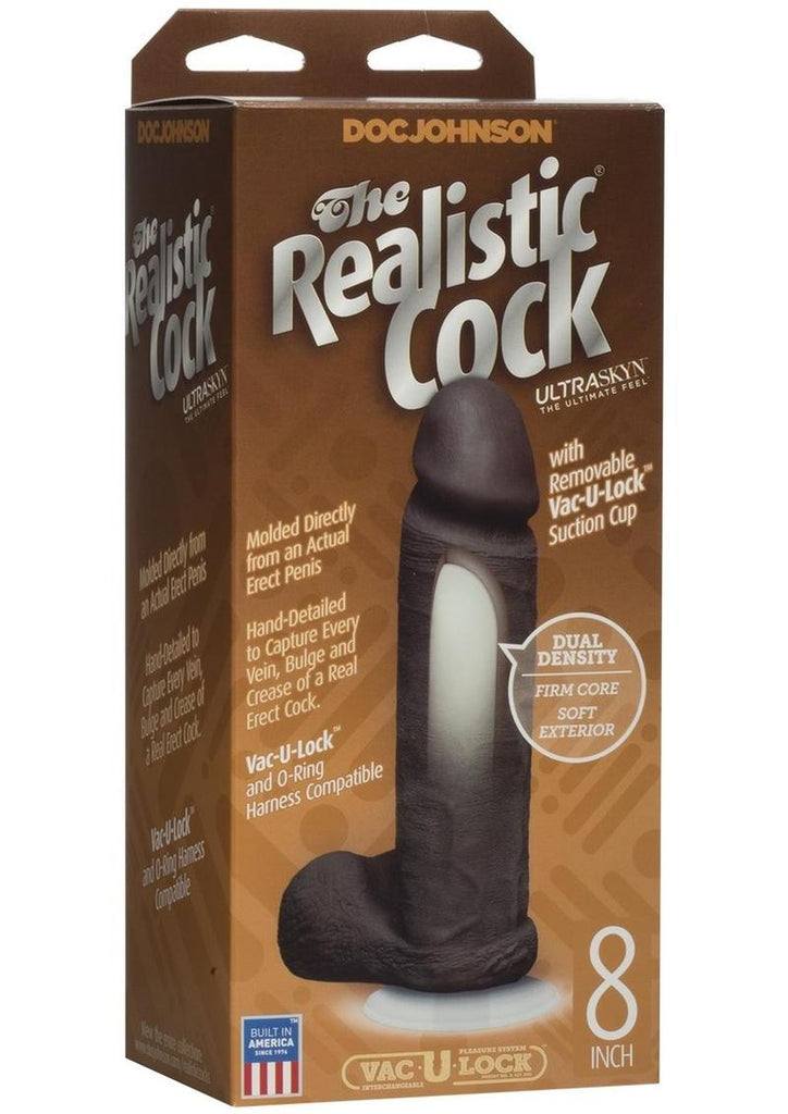 The Realistic Cock Ultraskyn Dildo - Black/Chocolate - 8in