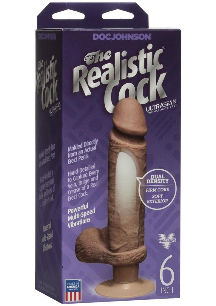 The Realistic Cock Ultraskyn Vibrating Dildo - Brown/Caramel - 6in