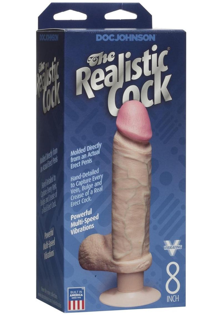 The Realistic Cock Vibrating Dildo - Vanilla/White - 8in
