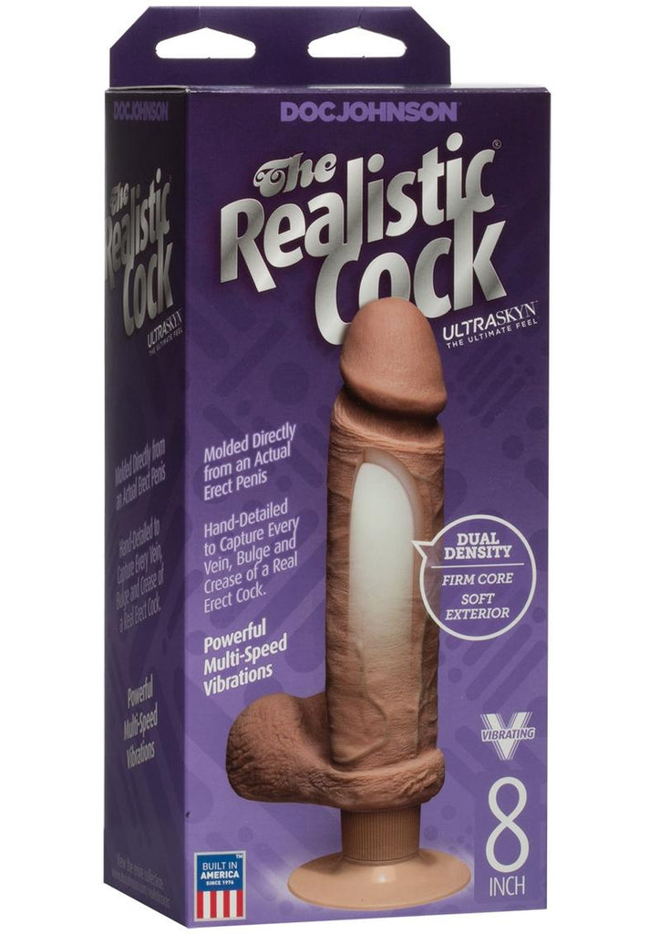 The Realsitic Cock Ultraskyn Vibrating Dildo - Brown/Caramel - 8in