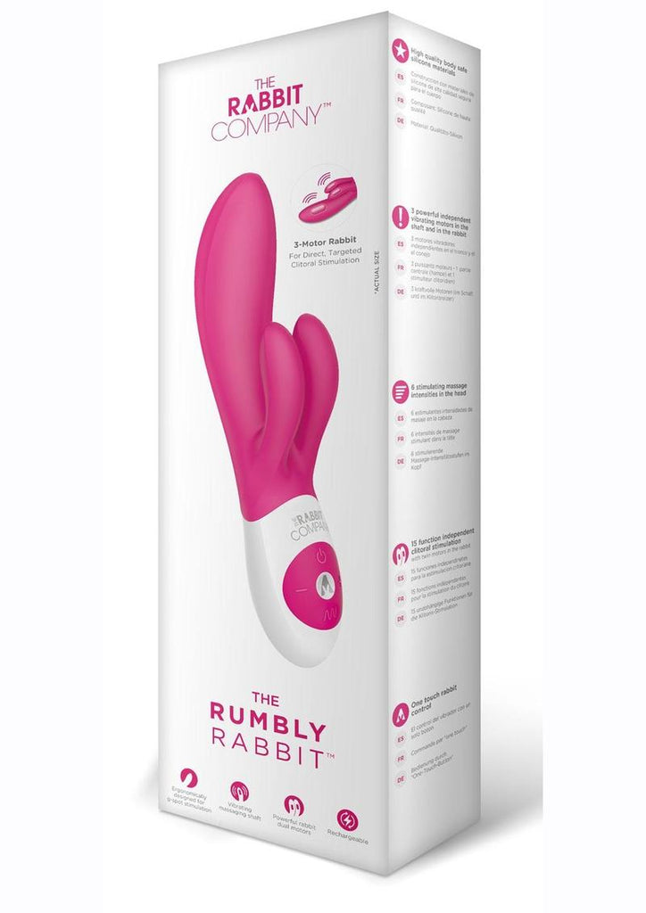 The Rumbly Rabbit Rechargeable Silicone Rabbit Vibrator - Hot Pink/Pink
