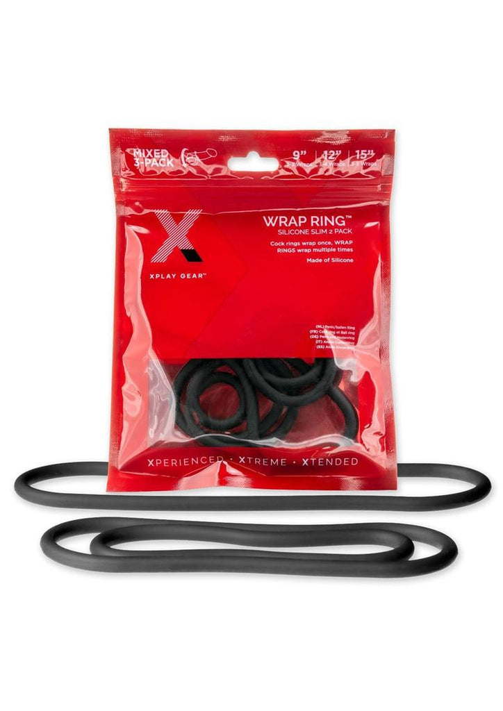 The Xplay Mix Pack Wrap Ring Silicone Slim 6, 9 - Black - 12in - 3 Pack