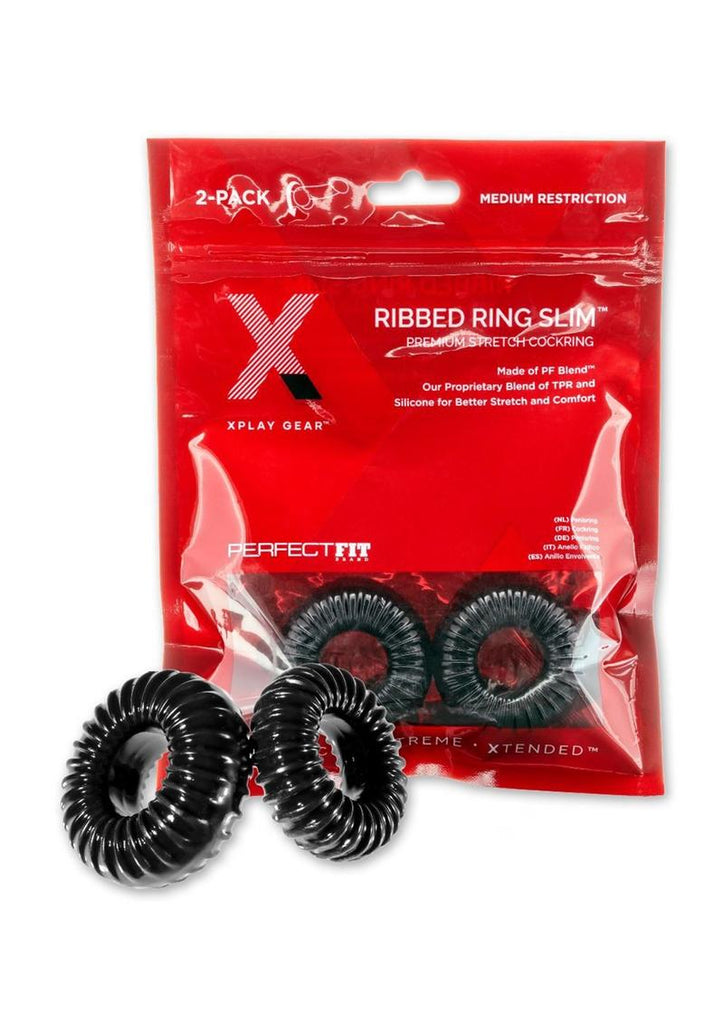 The Xplay Pf Blend Premium Stretch Ribbed Ring Slim - Black - 2 Pack